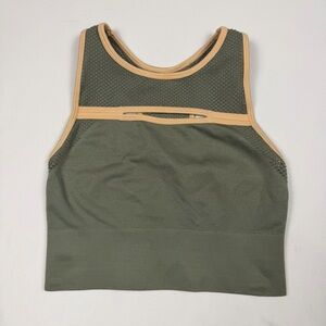 ASOS 4505 Seamless Sports Bra Olive Green Athletic Cropped Tank Workout Large